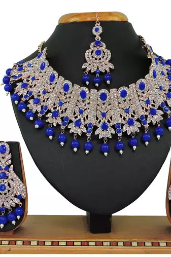 Blue designer function wear ad necklace set
