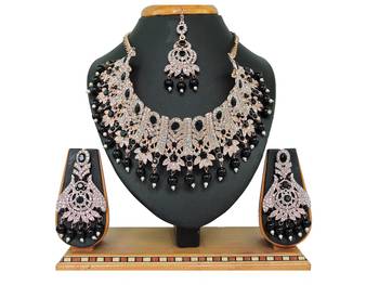 Black designer function wear ad necklace set 1