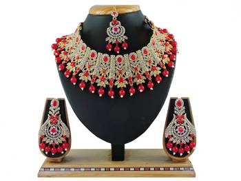 Red designer function wear ad necklace set 1