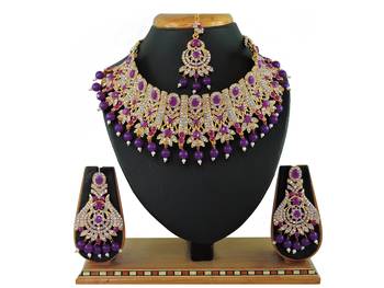 Purple designer function wear ad necklace set 1