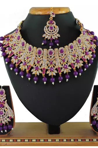 Purple designer function wear ad necklace set