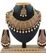 Pink designer function wear ad necklace set