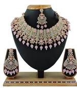 Pink designer function wear ad necklace set