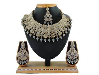 Grey designer function wear ad necklace set 1