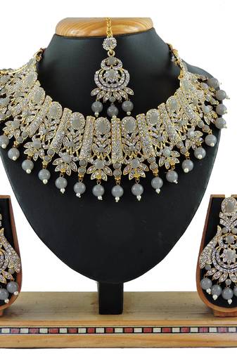 Grey designer function wear ad necklace set