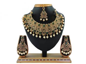 Green designer function wear ad necklace set 1