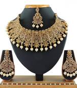 Gold designer function wear ad necklace set