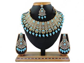 Turquoise designer function wear ad necklace set 1