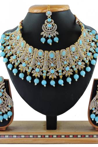 Turquoise designer function wear ad necklace set