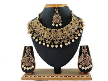 Black designer function wear ad necklace set 1