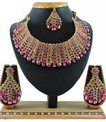 Pink designer function wear ad necklace set