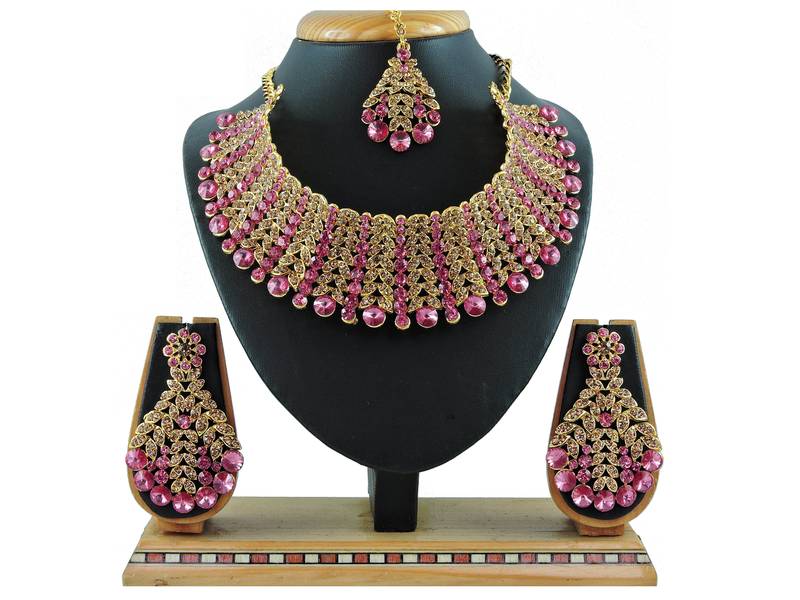Pink designer function wear ad necklace set