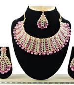 Pink designer function wear ad necklace set