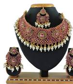 Pink designer function wear ad necklace set