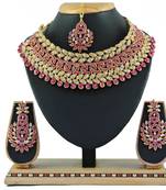 Pink designer function wear ad necklace set