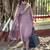 Elegant purple cotton slub kurta set with printed dupatta