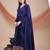 Navy blue anarkali kurta set with heavy embroidered hem & solid dupatta