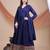 Navy blue anarkali kurta set with heavy embroidered hem & solid dupatta