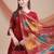 Elegant maroon flared kurta set with printed dupatta for women