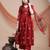 Elegant maroon flared kurta set with printed dupatta for women