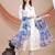 White embroidered kurta set with printed blue dupatta | elegant ethnic wear