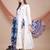 White embroidered kurta set with printed blue dupatta | elegant ethnic wear