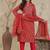 Red Adda Work Cotton Kurta and Pant Set with Dupatta