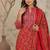 Red Adda Work Cotton Kurta and Pant Set with Dupatta