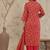 Red Adda Work Cotton Kurta and Pant Set with Dupatta