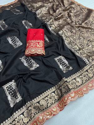 Black Dola Silk blend Wedding Saree 1