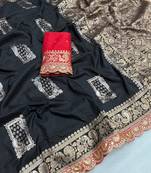 Black Dola Silk blend Wedding Saree