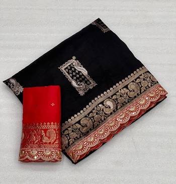 Black Dola Silk blend Wedding Saree 3