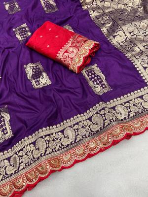 Purple Dola Silk blend Wedding Saree 2