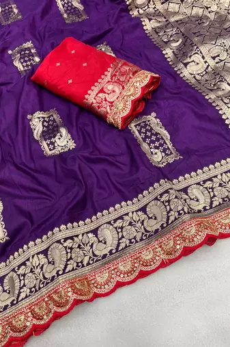 Purple Dola Silk blend Wedding Saree