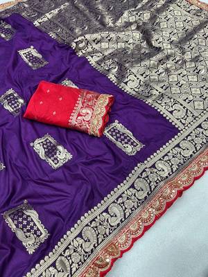 Purple Dola Silk blend Wedding Saree 3