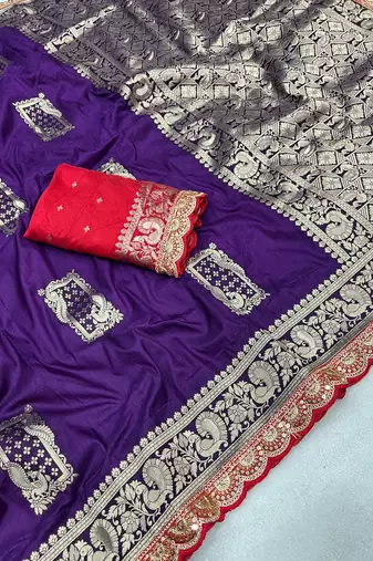 Purple Dola Silk blend Wedding Saree
