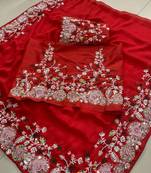 Red Party Wear Soft Rangoli  Art Silk Saree