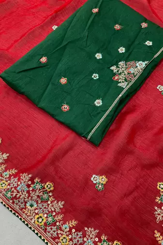 Red Party Wear Soft Fendy tissue Saree