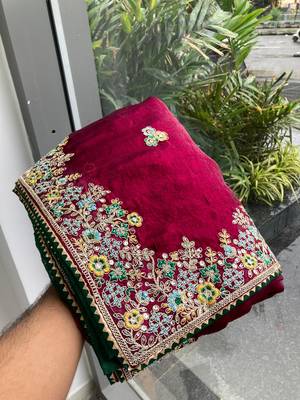Wine Party Wear Soft Fendy Tissue Saree 3