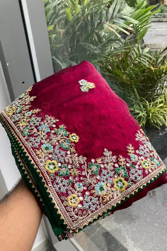Wine Party Wear Soft Fendy Tissue Saree