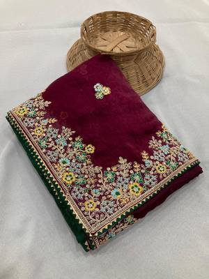 Wine Party Wear Soft Fendy Tissue Saree 6