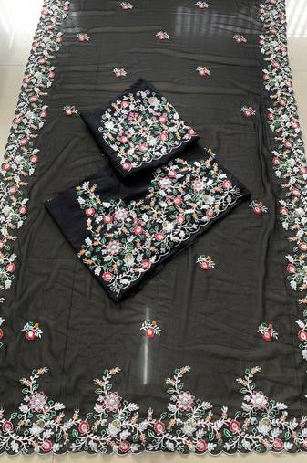 Black Party Wear Soft Georgette Saree
