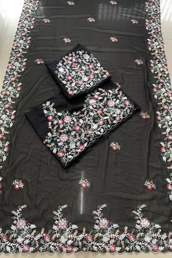 Black Party Wear Soft Georgette Saree