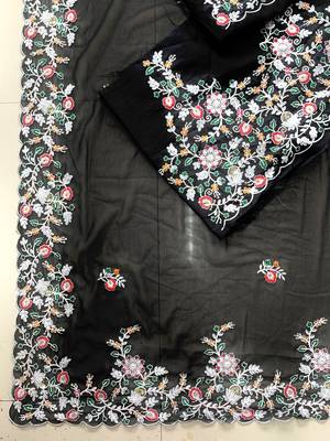 Black Party Wear Soft Georgette Saree 3