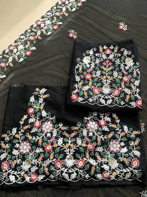 Black Party Wear Soft Georgette Saree 5