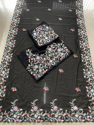 Black Party Wear Soft Georgette Saree 6