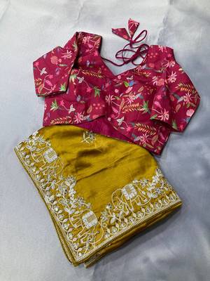 Party Wear Soft Rangoli Art silk with Embroidery saree 1