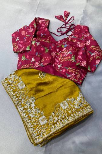 Party Wear premium Soft Rangoli Art silk  with Embroidery saree