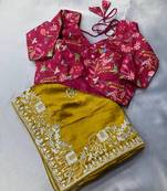 Party Wear premium Soft Rangoli Art silk  with Embroidery saree