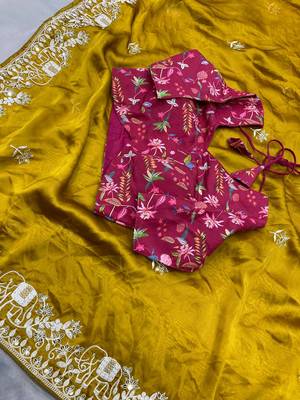 Party Wear Soft Rangoli Art silk with Embroidery saree 2